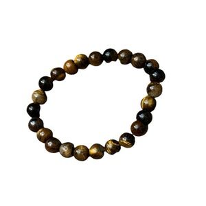 5/$25 Stretch Natural Grade A Yellow Tiger Eye Beaded Gemstone Bracelet